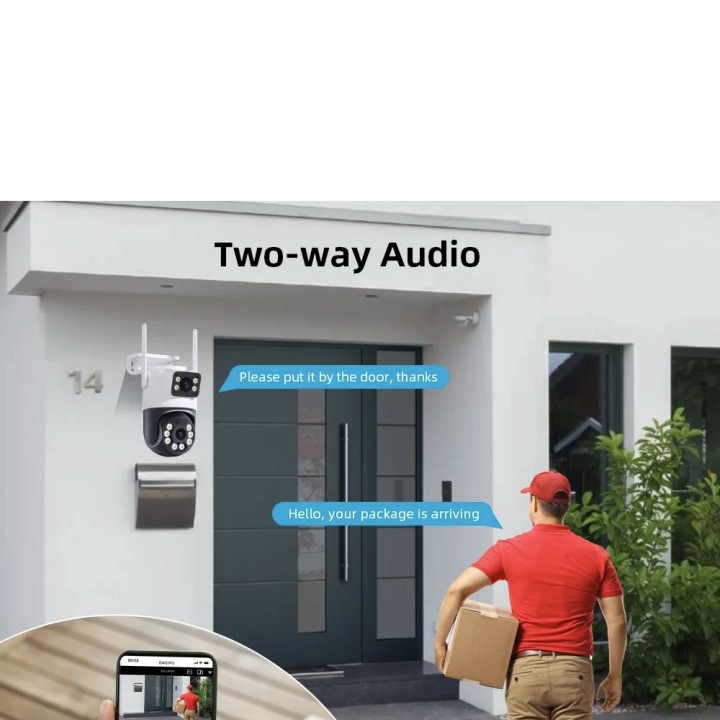 Outdoor PTZ IP WIFI HD 8MP Wireless Night Surveillance Camera AI Audio Dual Lens Screen