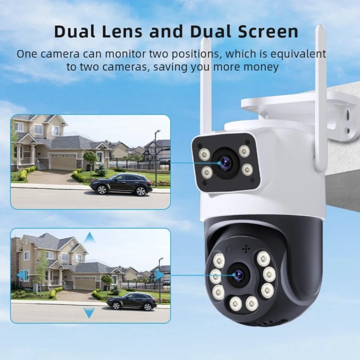 Caméra surveillance extérieure PTZ IP WIFI hd 8MP sans fil nocturne ia Audio double objectif ecran