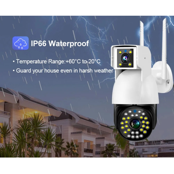 Cámara De Vigilancia Exterior 4G Gsm Sim V380 2 Pantallas En La Nube Zoom 10x Protección De Seguridad Ip66