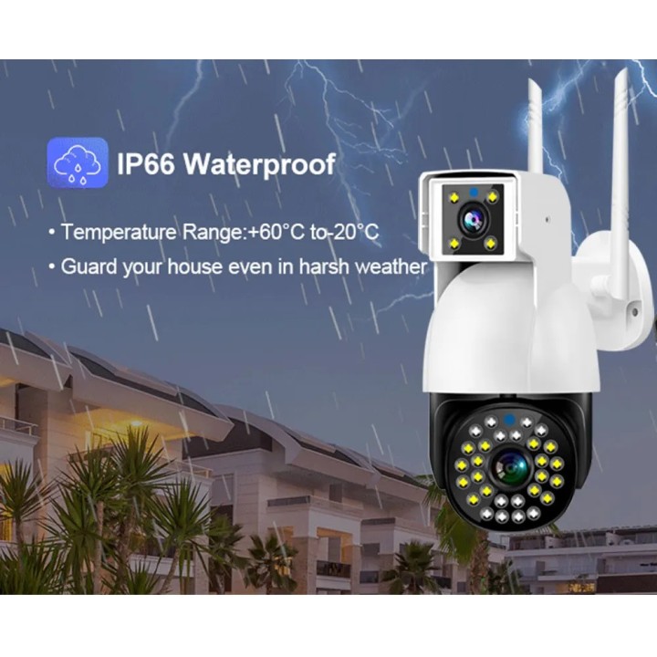 Outdoor Surveillance Camera 4G Gsm Sim V380 2 Cloud Screens 10x Zoom Ip66 Security Protection