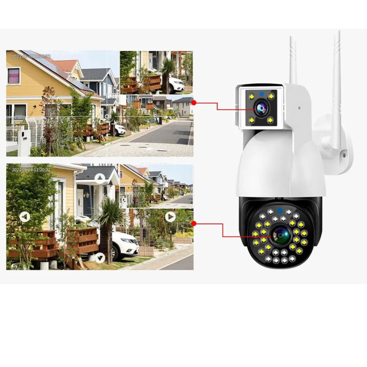 Caméra de Surveillance Extérieure 4G Gsm Sim V380 2 ecrans Cloud 10x Zoom Ip66 Protection Sécurité