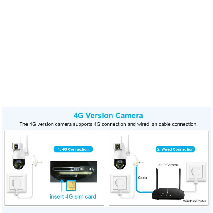 Cámara De Vigilancia Exterior 4G Gsm Sim V380 2 Pantallas En La Nube Zoom 10x Protección De Seguridad Ip66