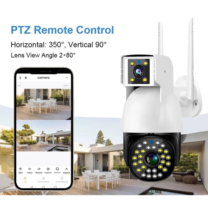Outdoor Surveillance Camera 4G Gsm Sim V380 2 Cloud Screens 10x Zoom Ip66 Security Protection