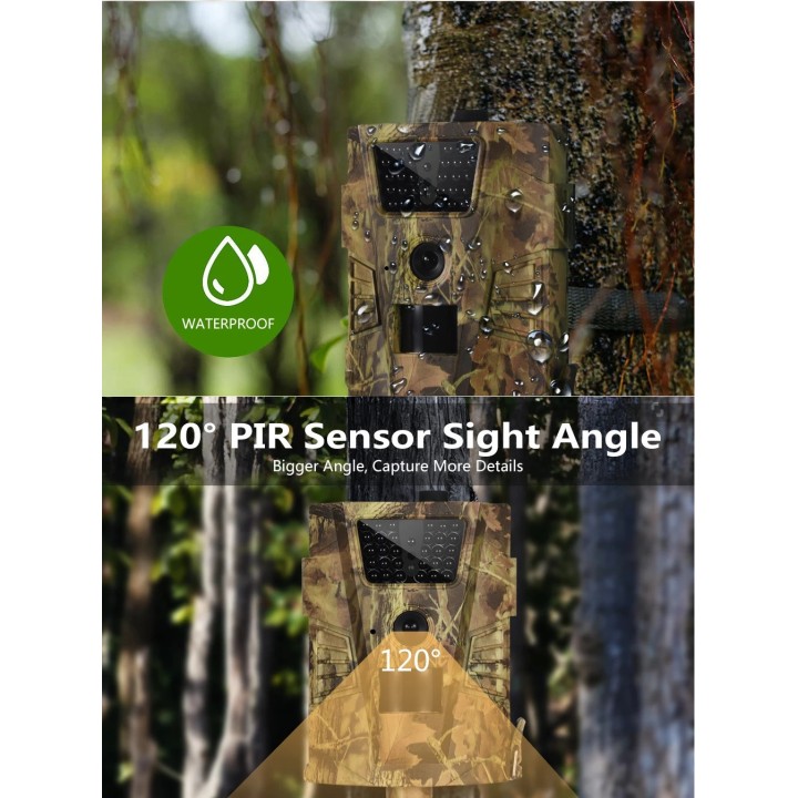 Fotocamera da caccia 12MP 1080P 850nm IR LED IP54 Fotocamera da trail impermeabile Trappole fotografiche Visione notturna HT001B