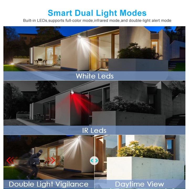 Telecamera di sorveglianza esterna PTZ IP WIFI hd 2MP/1080P wireless 4x zoom visione notturna ia Audio