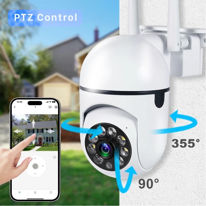 Caméra de surveillance extérieure PTZ IP WIFI hd 2MP/1080P sans fil nocturne ia Audio