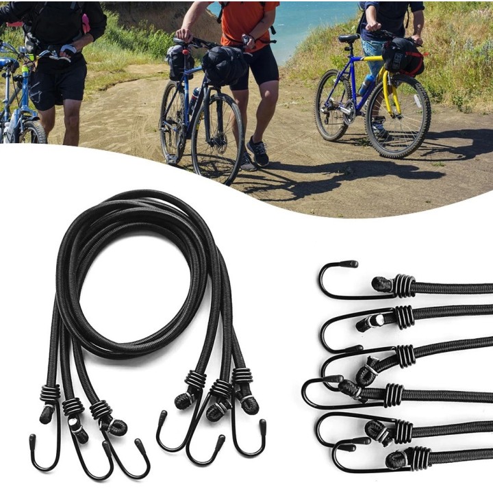 Set mit 6 Seil-Bungees, 2 Spannern 30 cm + 2 elastischen Seilen 40 cm + 2 Bungee-Seilen 60 cm