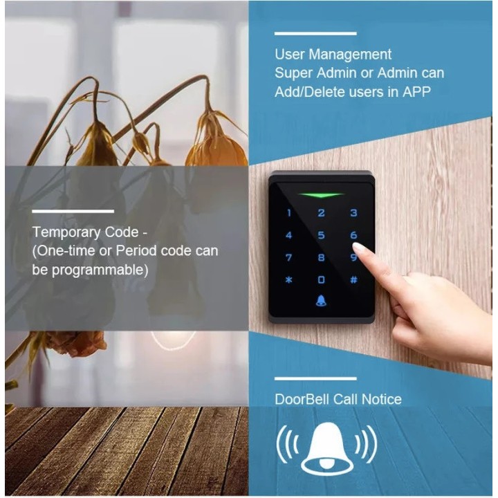 Teclado alarma control de acceso WiFi 2.4G Tuya Smartlife impermeable IP66 lector de tarjetas RFID autónomo 125