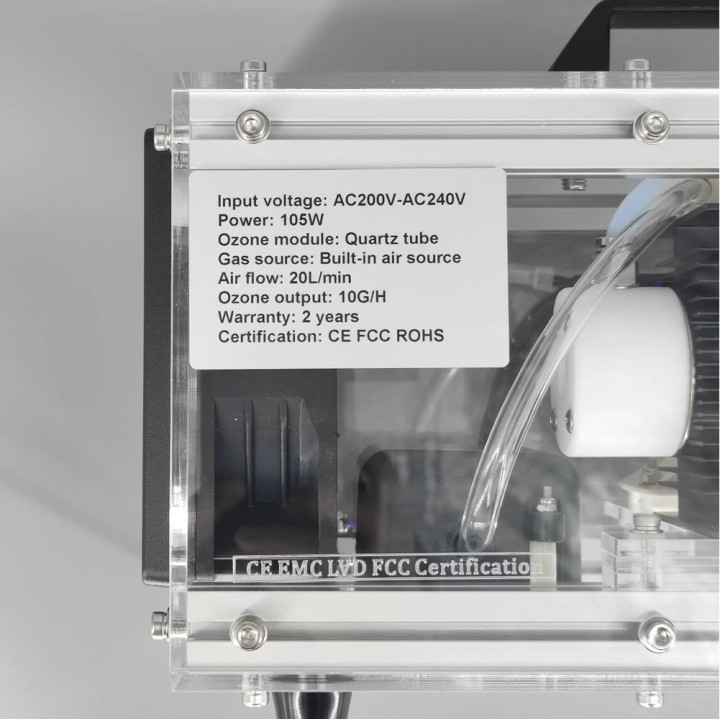 Generador de ozono CE 110v 220v 105w 10 g/h 20L/min tubo de cuarzo purificador de agua spa piscina estanque
