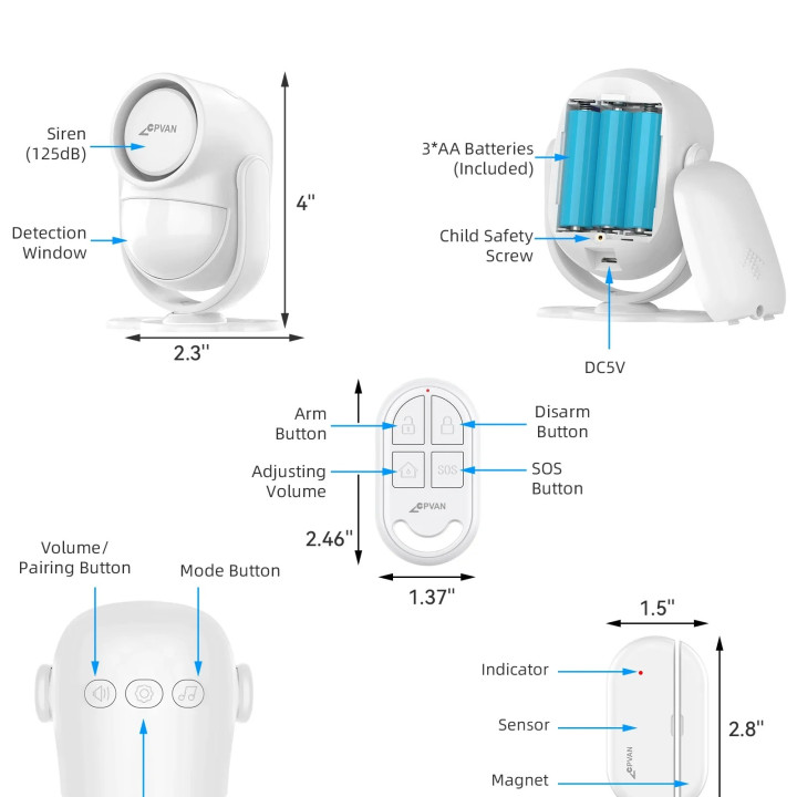 Sistema di allarme wireless per casa intelligente Protezione antifurto Tuya Smart Life Control 2.4G Wi-Fi 125dB