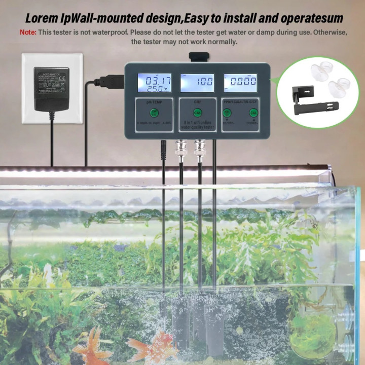 Tuya WiFi Logger SWIMMING POOL 220V temperature ph orp salinity TDS Water tester analyzer spa aquarium