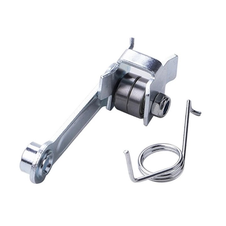 Chain tensioner Improved guide roller slider with spring tension adjuster clip