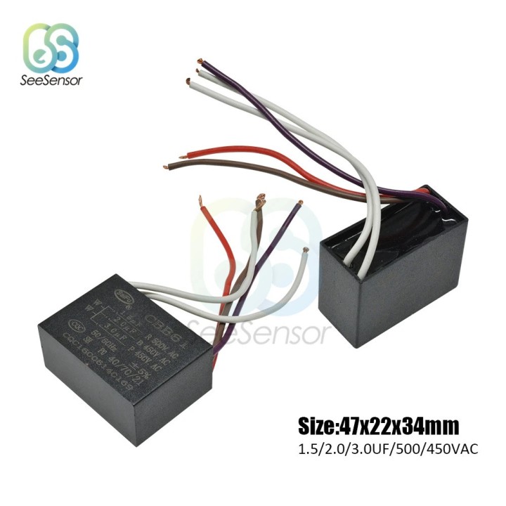 Ceiling Fan Start Capacitor Cbb61 1.5Uf + 2Uf + 3UF 5 Wires 220V 250VAC