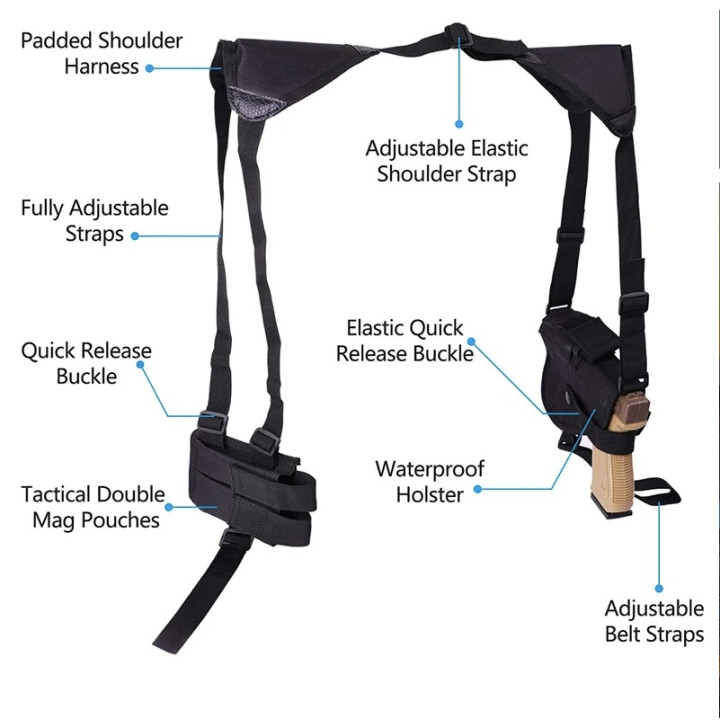 Holster hombro para pistola revolver de defensa gom gc27, gc27l self defender defensa personal