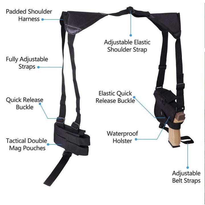 Holster hombro para pistola revolver de defensa gom gc27, gc27l self defender defensa personal