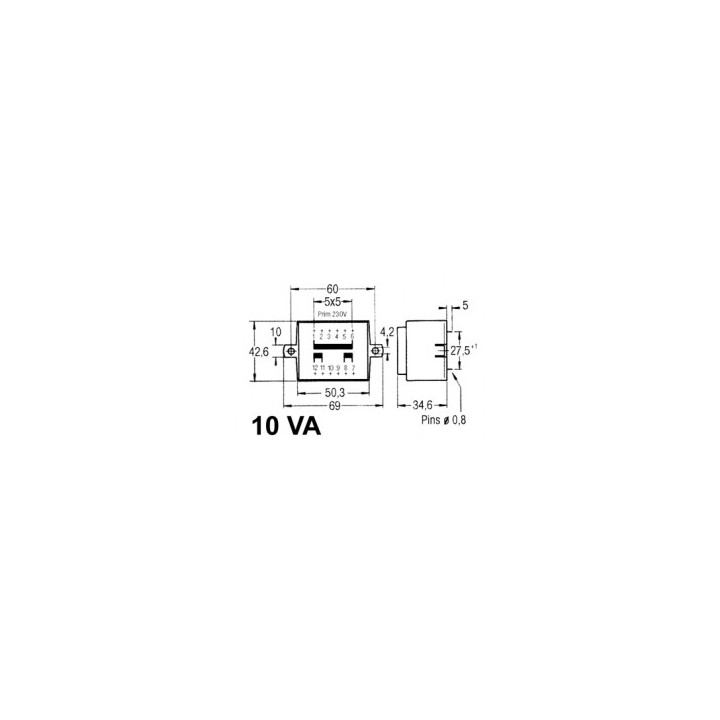 Molded transformer 230v 10va 2 x 15v power supply 240v 220v transformer alvtr10215 jr  international - 1