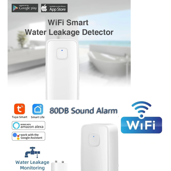 WiFi smart water leak sensor swimming pool overflow level detector tuya smart flood