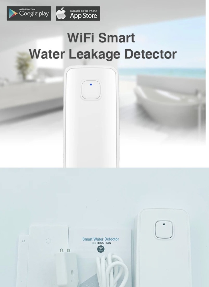 WiFi smart water leak sensor swimming pool overflow level detector tuya ...
