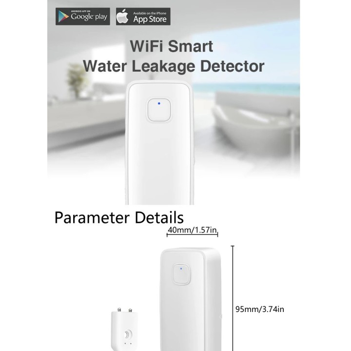 WiFi smart water leak sensor swimming pool overflow level detector tuya smart flood