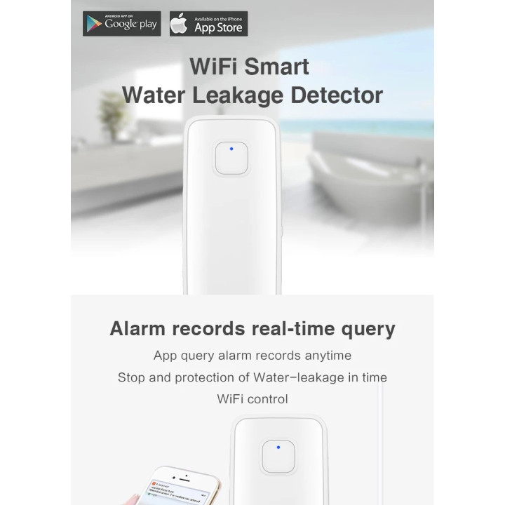 WiFi smart water leak sensor swimming pool overflow level detector tuya smart flood