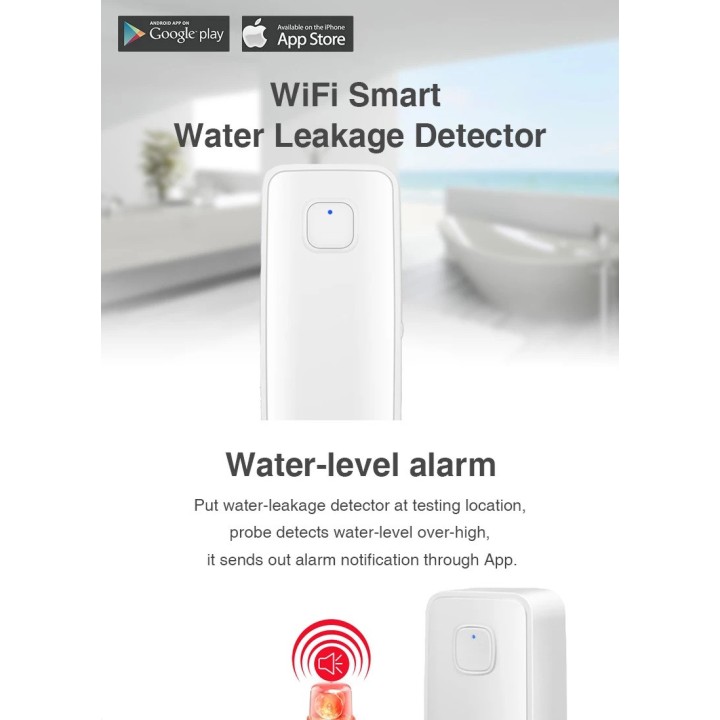 WiFi smart water leak sensor swimming pool overflow level detector tuya smart flood
