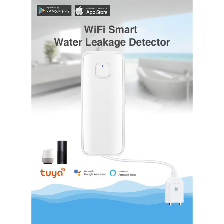 WiFi smart water leak sensor swimming pool overflow level detector tuya smart flood