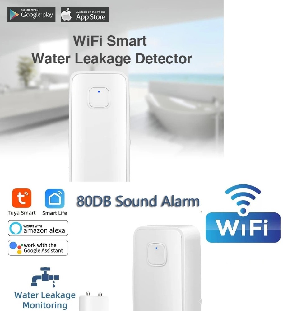 Alarma de inundación inteligente tuya, detector de nivel de desbordamiento de piscina sensor fuga agua inteligente WiFi