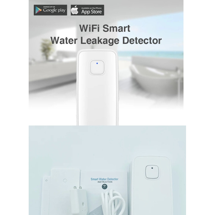 Alarma de inundación inteligente tuya, detector de nivel de desbordamiento de piscina sensor fuga agua inteligente WiFi