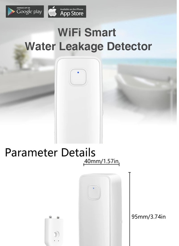 WiFi smart water leak sensor swimming pool overflow level detector tuya ...
