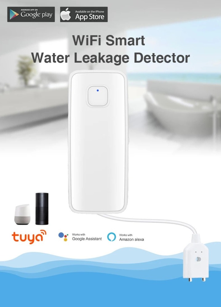 WiFi smart water leak sensor swimming pool overflow level detector tuya smart flood