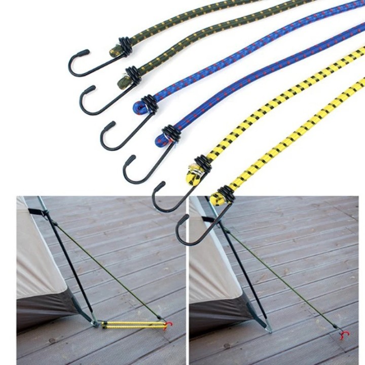 Set mit 6 Seil-Bungees, 2 Spannern 30 cm + 2 elastischen Seilen 40 cm + 2 Bungee-Seilen 60 cm