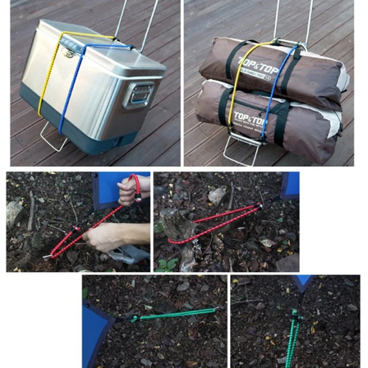 1 cuerda elástica 140cm tensor de cuerda elástica gancho metálico Camping equipaje cartón