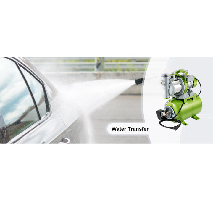 1300W Pressure BBooster Pump 4200 L/h Pressure Tank Watering 45 m Suction 8 m 220V