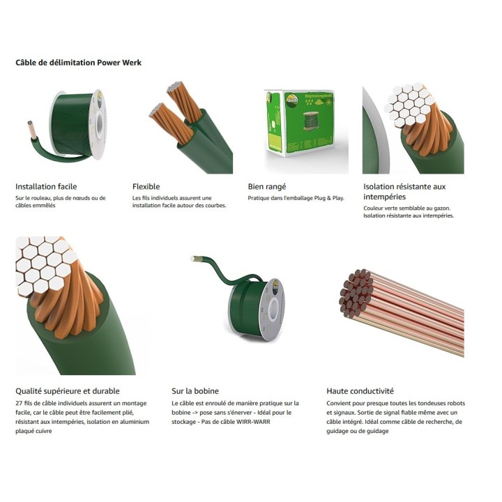 Demarcation cable 2.7mm 100m lawn mower robot gardena bosch husqvarna automower worx imow