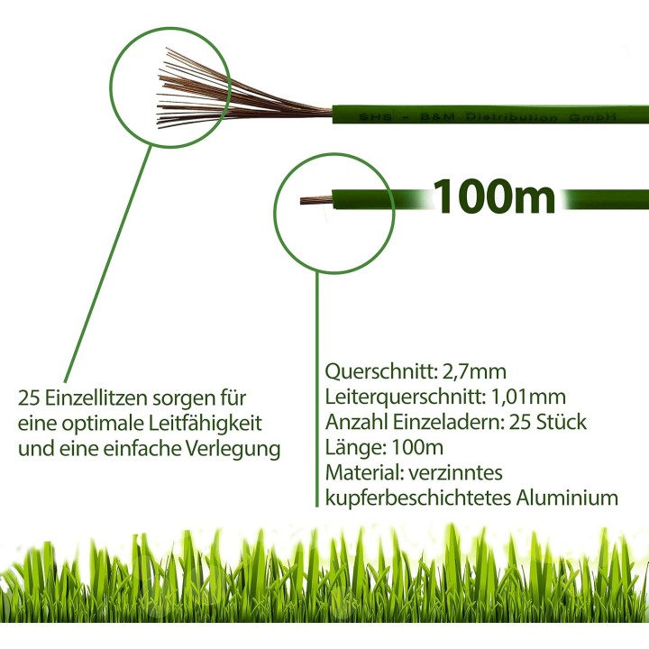 Cable de demarcación 2,7mm 25m robot cortacésped gardena bosch husqvarna automower worx imow