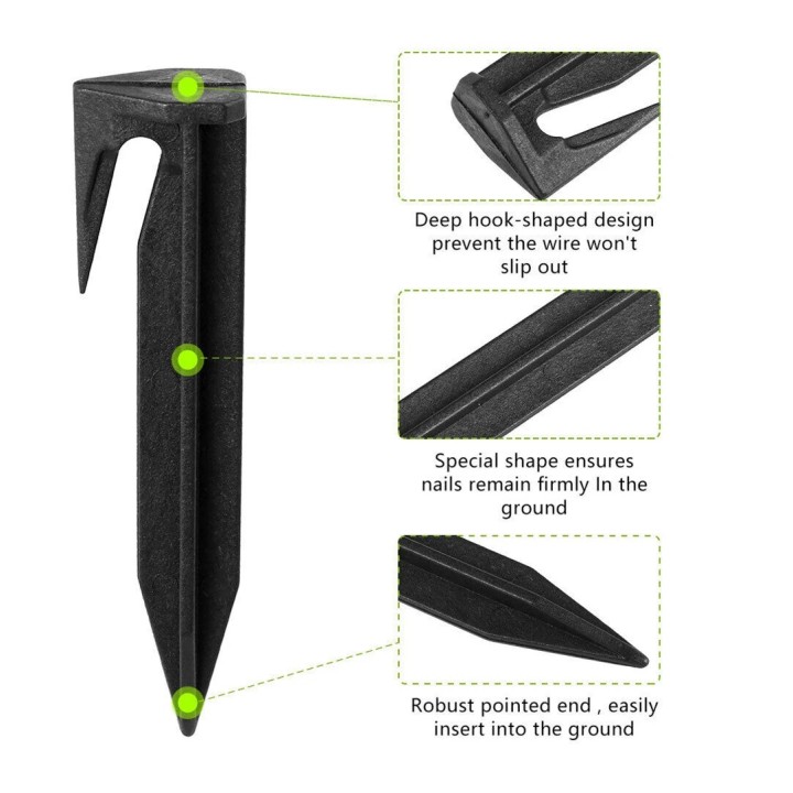 100 PCS Pointes de Délimitation en Plastique pour Tondeuse à Gazon Robot,
