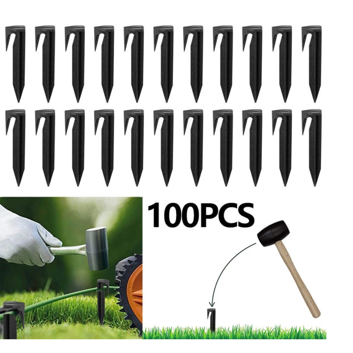 100 PCS Pointes de Délimitation en Plastique pour Tondeuse à Gazon Robot,