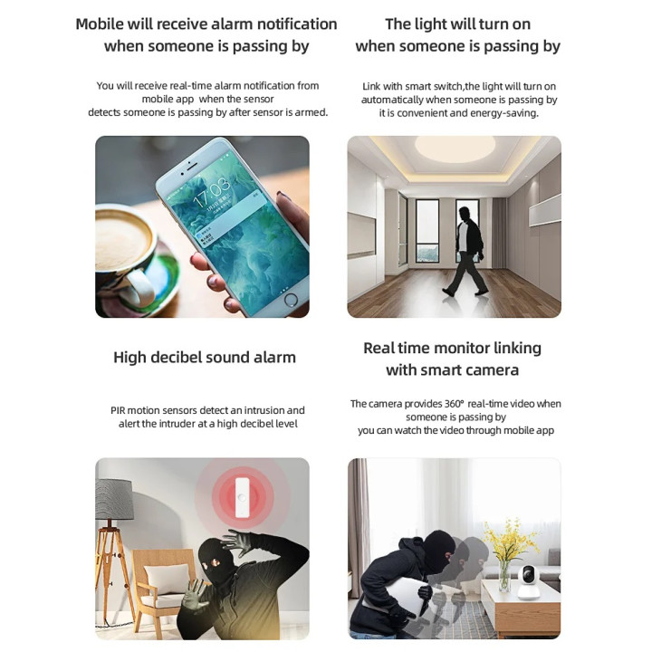 Détecteur volumetrique infrarouge sans fil wifi 2.4gHz tuya Smart Life google home alexa capteur