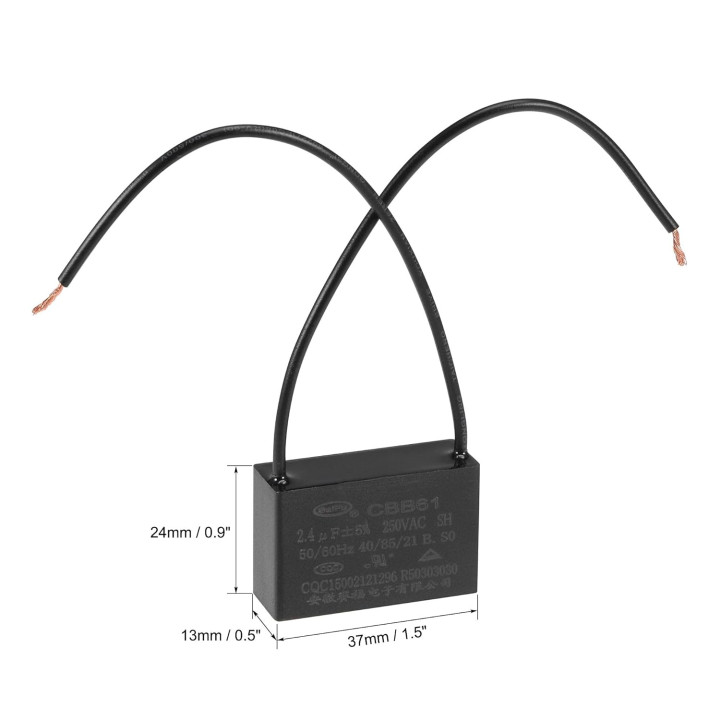 CBB61 Metallisierter Kondensator für Motorstart-Deckenventilator 500 VAC 2,4 uF