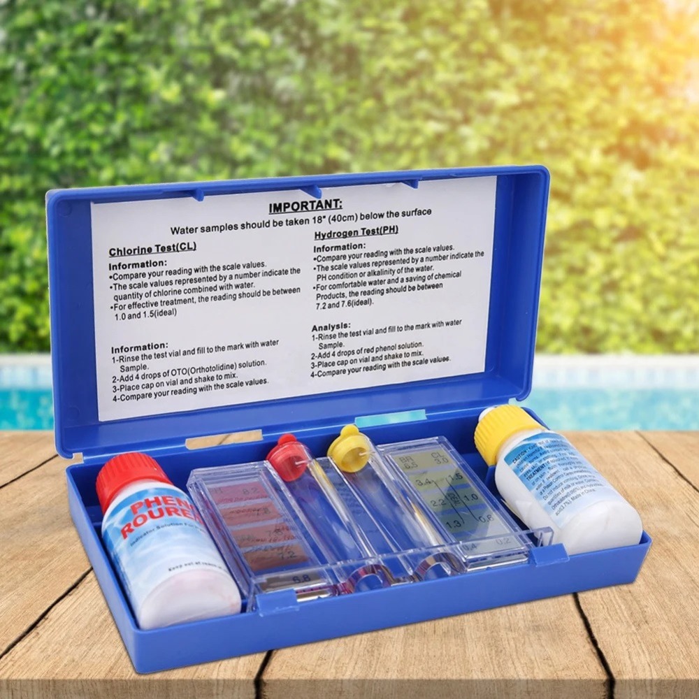 Water Quality Test Kit PH Chlorine Combo ine, Swimming Pool Tester, Jacuzzi Water Test Box