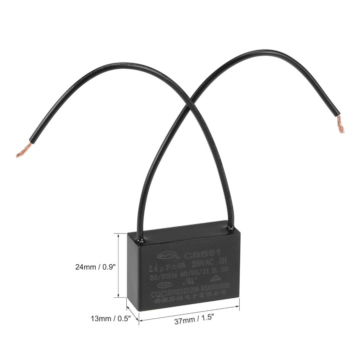Condensatore metallizzato CBB61 per ventilatore da soffitto con avviamento motore 500VAC 2,4uF