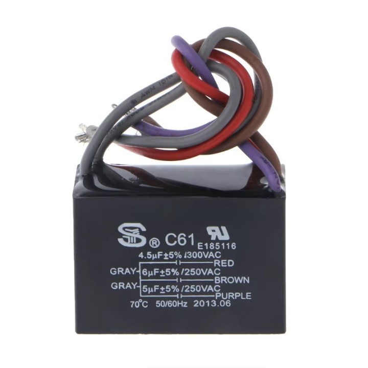 Condensatore ventilatore a soffitto Cbb61 4.5Uf + 5Uf + 6uf 5 fili, 250 Vac Modello: CBB61