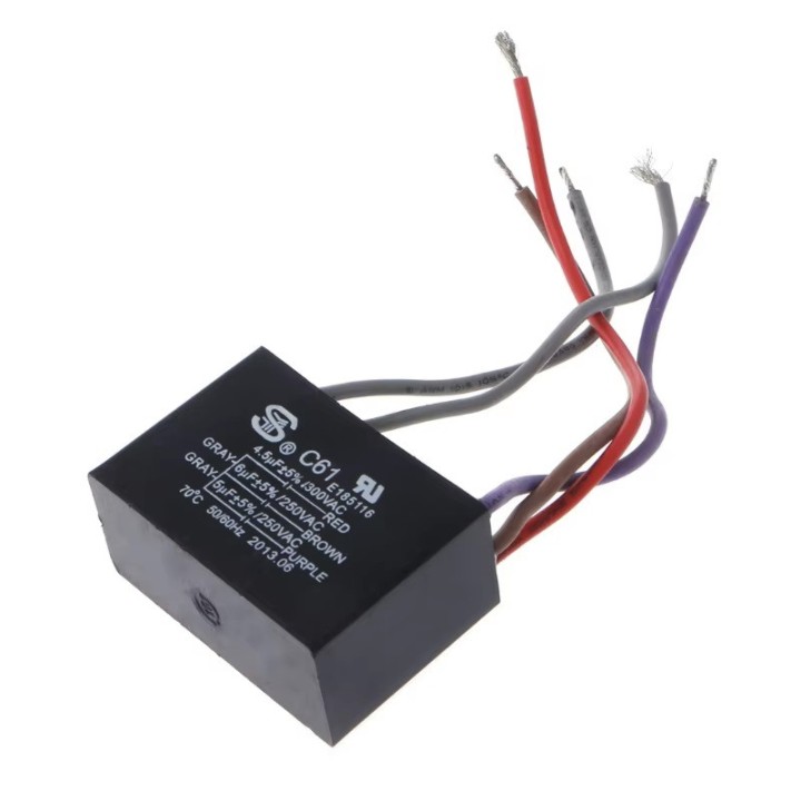 Condensatore ventilatore a soffitto Cbb61 4.5Uf + 5Uf + 6uf 5 fili, 250 Vac Modello: CBB61