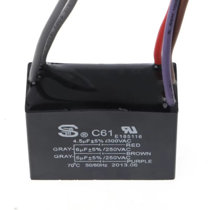 Deckenventilatorkondensator Cbb61 4.5 Uf + 5Uf +6uf 5 Drähte, 250 Vac Modell: CBB61