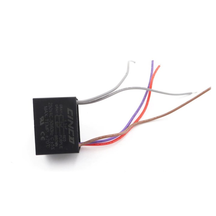 Condensatore ventilatore a soffitto Cbb61 4.5Uf + 5Uf + 6uf 5 fili, 250 Vac Modello: CBB61