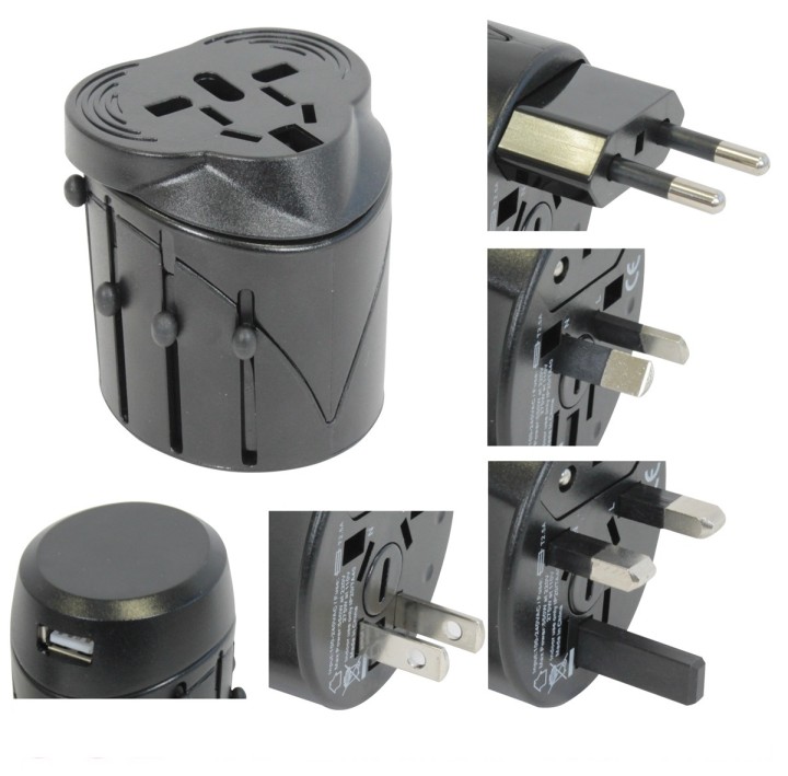 Adaptador conector electrico 150 paises con puerto usb viaje europa usa inglaterra uk australia jr international - 9