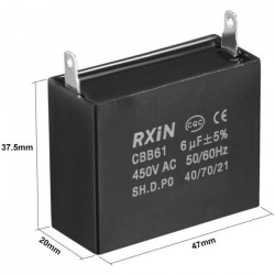 CBB61 Metallized Capacitor for Motor Start-up Ceiling Fan 500VAC 6uF 6mf