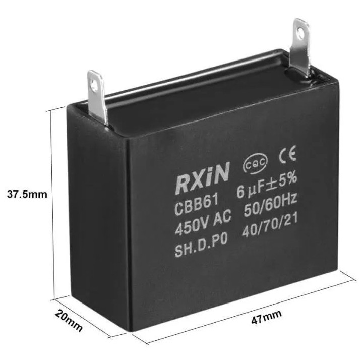 CBB61 Metallized Capacitor for Motor Start-up Ceiling Fan 500VAC 6uF 6mf