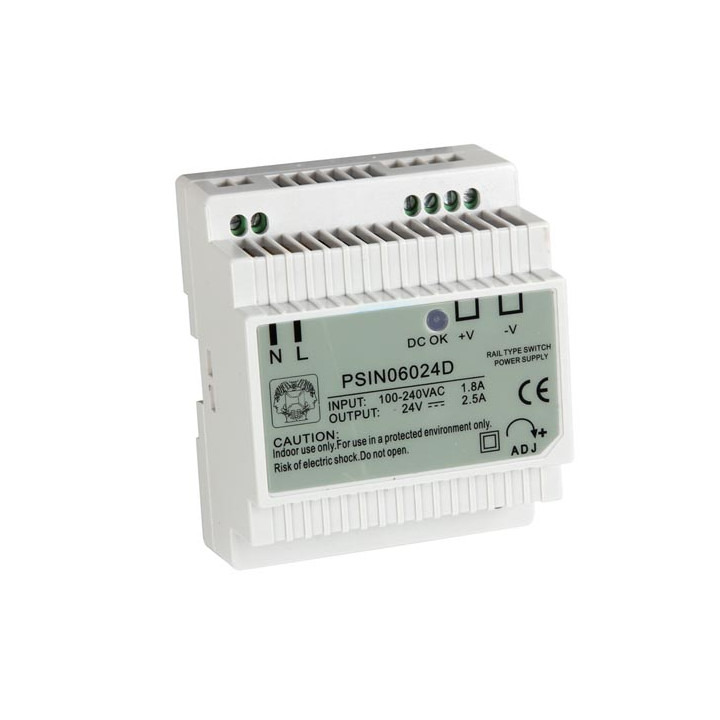 Suministro din rail 60w 220v 110v 24v 2.5a psin06024dn 185 a 264v ac 24v 230v 240v velleman - 2
