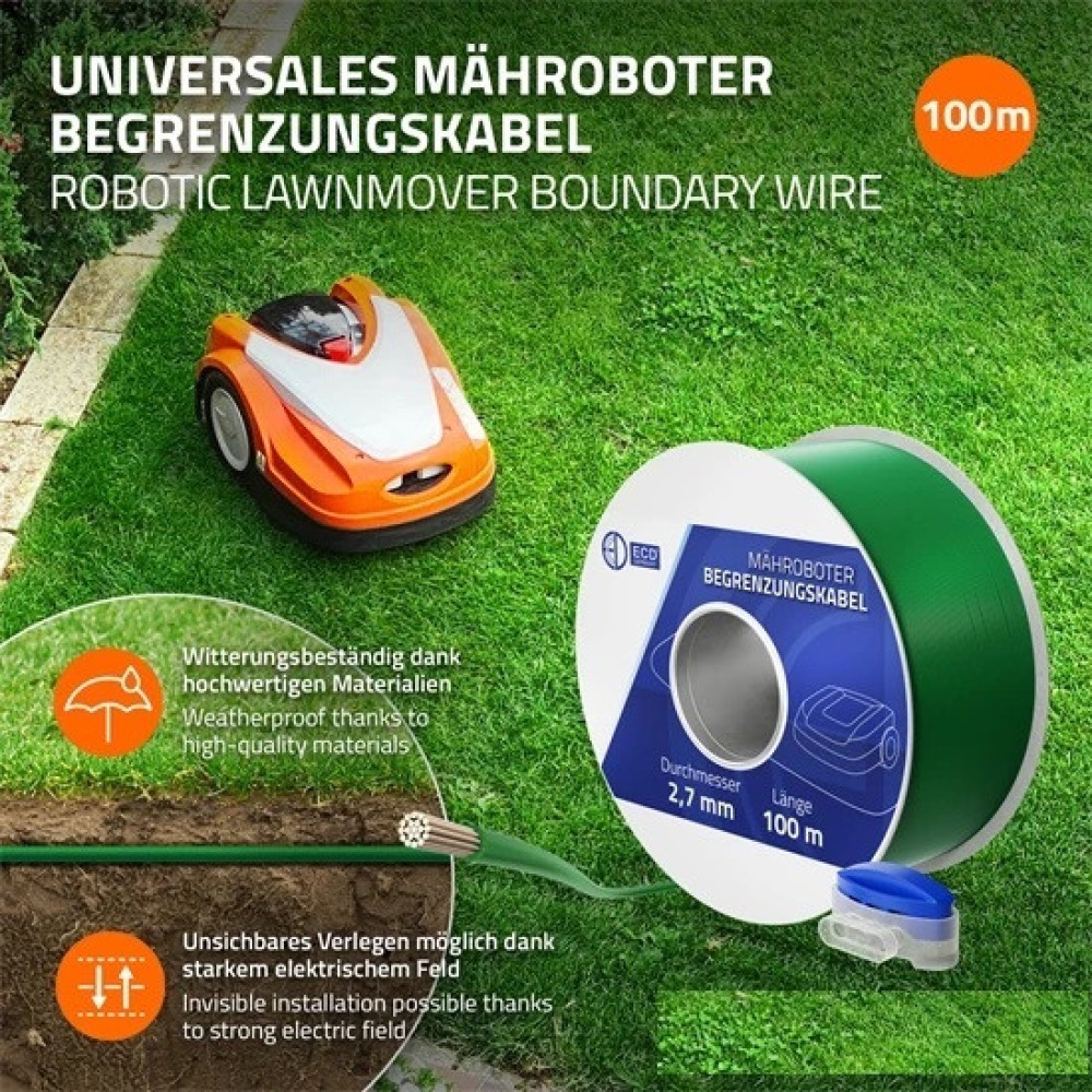 Abgrenzungskabel 2,7 mm 150 m Rasenmäherroboter Gardena Bosch Husqvarna Automower Worx Imow
